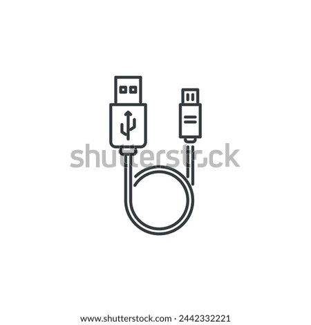 USB, micro, mini, wire, computer, technology, cable icon, vector illustration