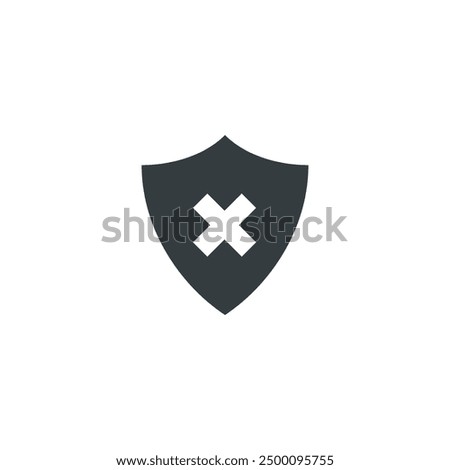 shield x icon, shield vector illustration