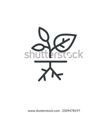 Plant young sapling root roots icon, vector illustration