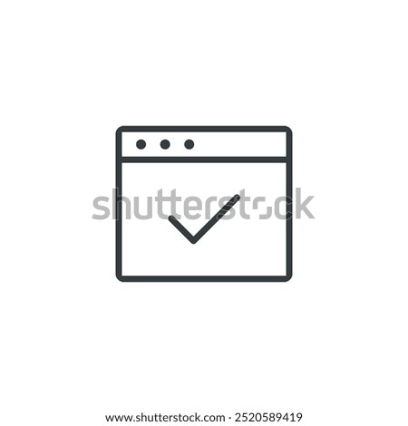 Browser check icon, vector illustration