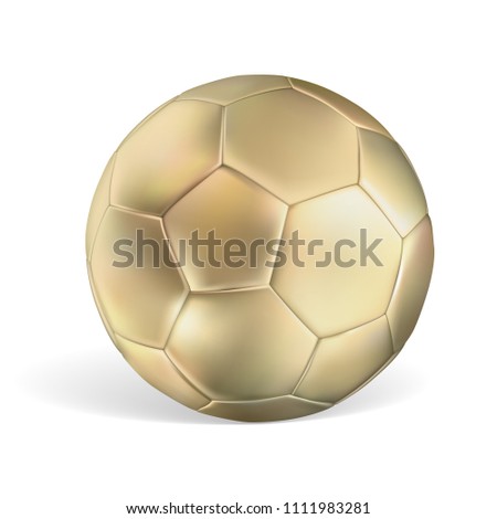 Realistic golden soccer ball. Isolated on white background. Photorealistic vector illustration eps10