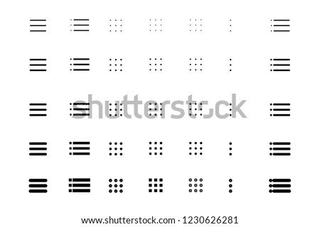 Set menu icon, Different variations in stroke thickness. Vector eps10