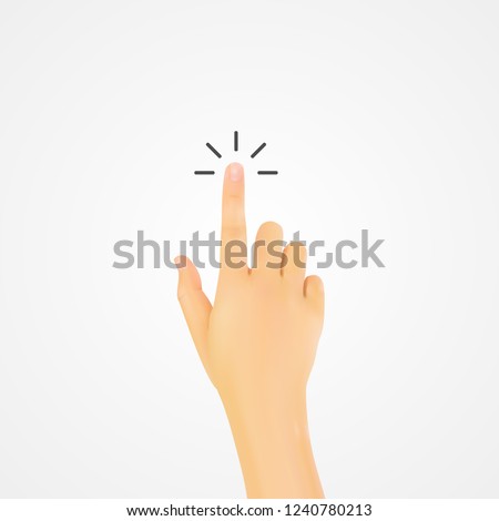 Realistic 3D human hand with an index finger indicating either pushing. Vector eps10.