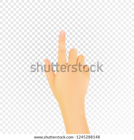 Realistic 3D hand with an index finger. Vector eps10.