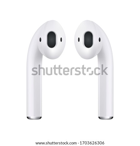 Wireless Earphones. Vector realistic illustration.