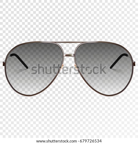 Vector trendy realistic black eye glasses. Modern sunglasses isolated on transparent background. Transparency effect for any background color. Illustration template - for your design.