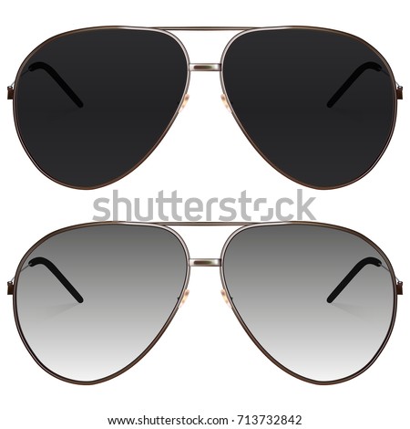 Realistic sunglasses set. Vector isolated elements.