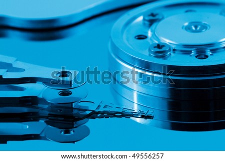 Computer harddisk drive in blue light
