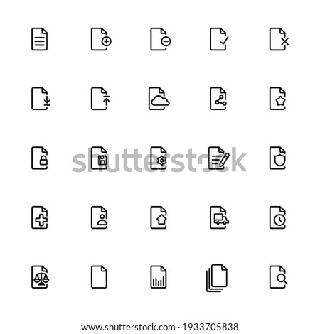 Different types of documents. Legal, shipping, common files outline icon isolated on white background