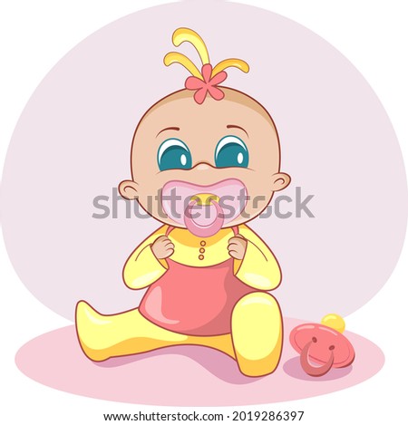 character design baby girl with pink pacifier