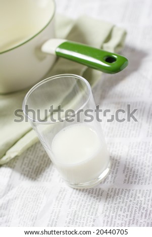 Glass of milk with pan