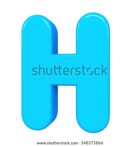 3d Cute Blue Letter H With Cartoon Baby Comic And Sweet Alphabet