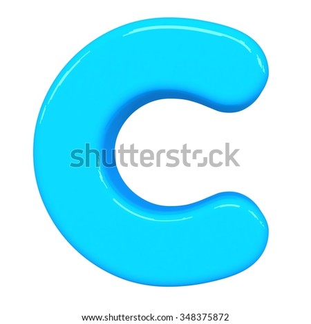 3d Cute Blue Letter C With Cartoon Baby Comic And Sweet Alphabet