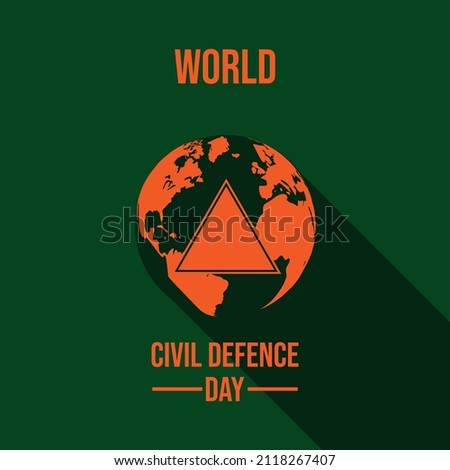 Orange green World Civil Defense Day held on 1 with the symbol of the earth and triangle. Simple Illustration Vector.