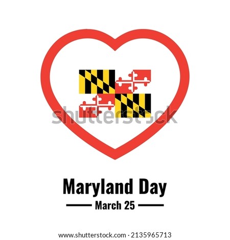 Maryland Flag Vector and Heart Icon, Maryland Day Design Concept, perfect for social media post templates, posters, greeting cards, banners, backgrounds, brochures. Vector Illustration