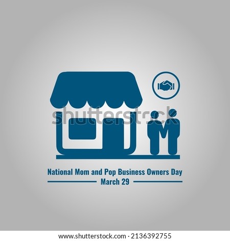 Vector Store Icon and People Icon, National Mom and Pop Business Owners Day Design Concept, suitable for social media post templates, posters, greeting cards, banners, backgrounds, brochures.