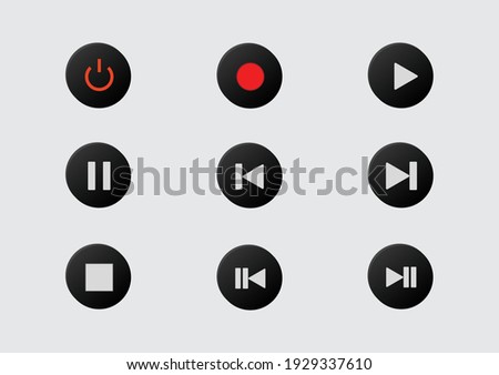 Media player set for Music, interface, design media player buttons collection Vector Illustration.