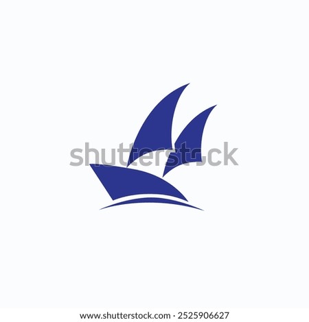 The logo features an elegant cruise ship with two blue sails flying above the deck. The shape of the ship's hull is depicted with smooth lines, creating a modern and dynamic impression.