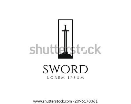 excalibur sword logo design. logo template