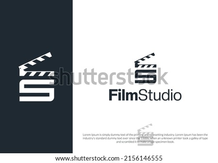 Clapper board film studio letter S logo design. logo template