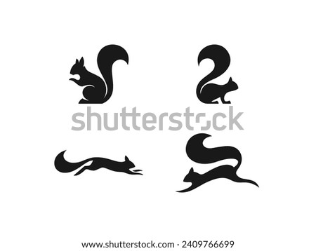 set of squirrel logo vector icon illustration, logo template