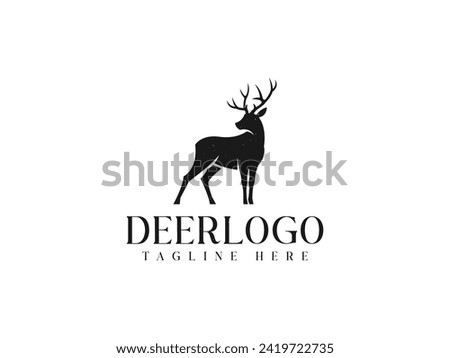 deer logo vector illustration. deer silhouette logo template