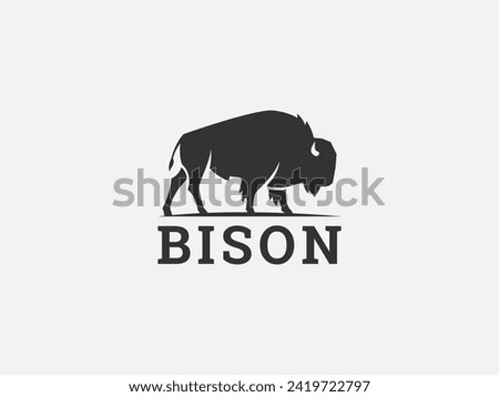 bison logo vector illustration. buffalo bison silhouette logo template