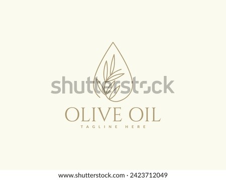 olive logo vector illustration. line drop olive oil logo template