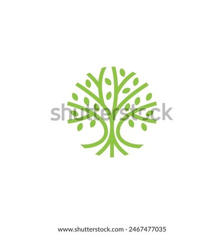 tree logo vector illustration, circle nature tree logo template