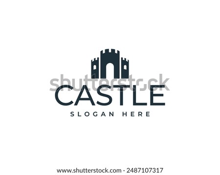 castle logo vector illustration. castle tower logo template