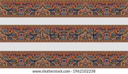 Traditional paisley border. Ornamental paisley print for textile design or fabrics