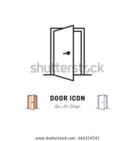 Open Door icon, Vector thin line art symbol