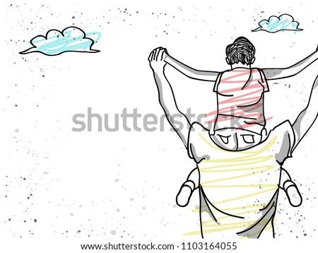 Father giving son ride on back . Portrait of happy fathers day.  Stock fotó © 