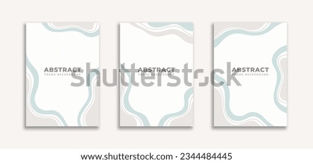 Set of 3 Waves Frame Background A4 with Blue and Gray Color Theme. Dynamic style for Cover book, booklet, banners ,pamphlet, posters, frame, borders, presentations, flyers, advertising, 