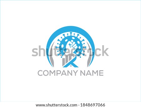 Fight Covid or Fight Virus Logo or Icon Design with fist. Vector Image Template