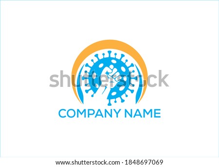 Fight Covid or Fight Virus Logo or Icon Design Vector Image Template