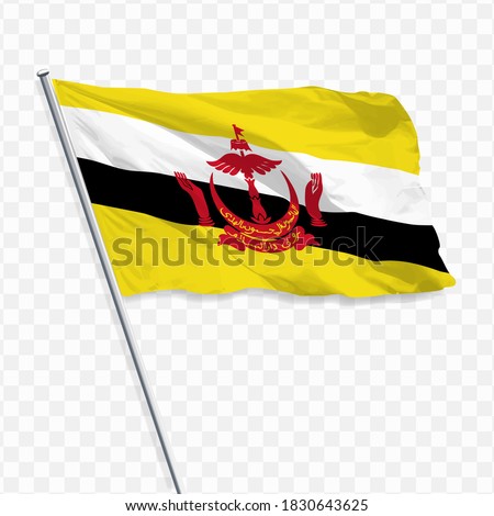 BRUNEI DARUSSALAM FLAG WITH A TRANSPARENT BACKGROUND. VECTOR ILLUSTRATION