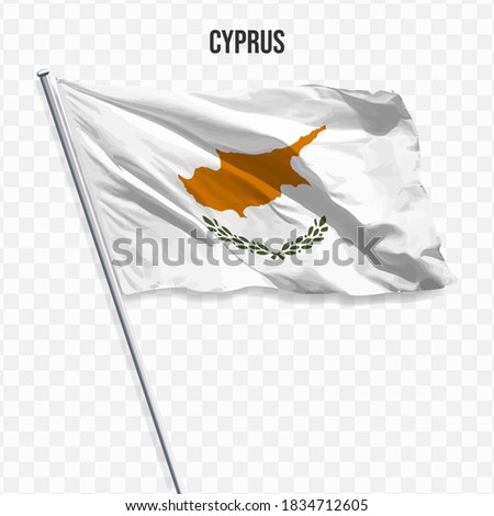 Waving flag of Cyprus. Illustration of flag of the Europe on the flagpole. 3d vector icon isolated on transparent background