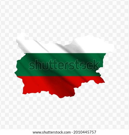 Waving flag Map Of Bulgaria with transparent background, vector illustration in eps file