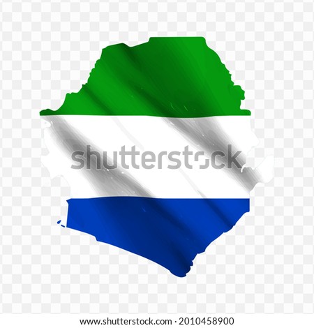 Waving flag Map Of Sierra Leone with transparent background, vector illustration in eps file