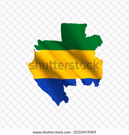 Waving flag Map Of Gabon with transparent background, vector illustration in eps file