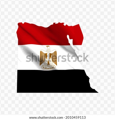 Waving flag Map Of Egypt with transparent background, vector illustration in eps file