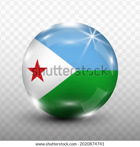 Glass Ball Flag of Djibouti with transparent background(PNG), Vector Illustration.