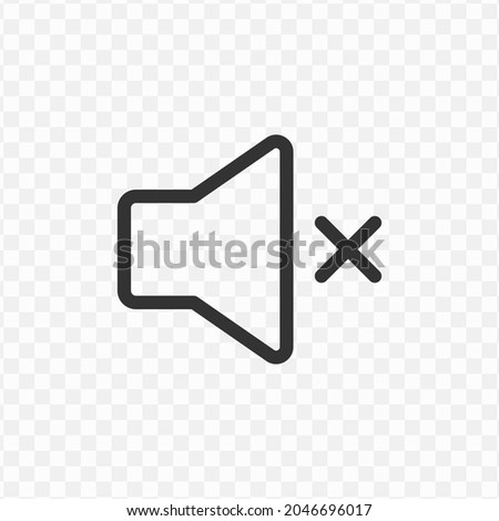 Vector illustration of mute icon in dark color and transparent background(png).
