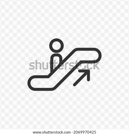 Vector illustration of escalator up icon in dark color and transparent background(png).