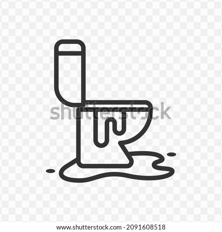 Vector illustration of leaky toilet icon in dark color and transparent background(png).