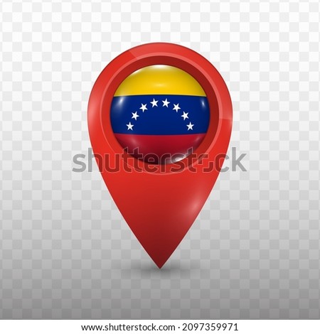 Location Flag of Venezuela with red color and transparent background (PNG), Vector Illustration.