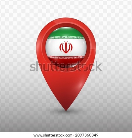 Location Flag of Iran with red color and transparent background (PNG), Vector Illustration.