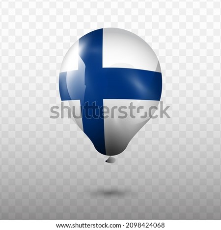 Balloon Flag of Finland with transparent background (PNG), Vector Illustration.