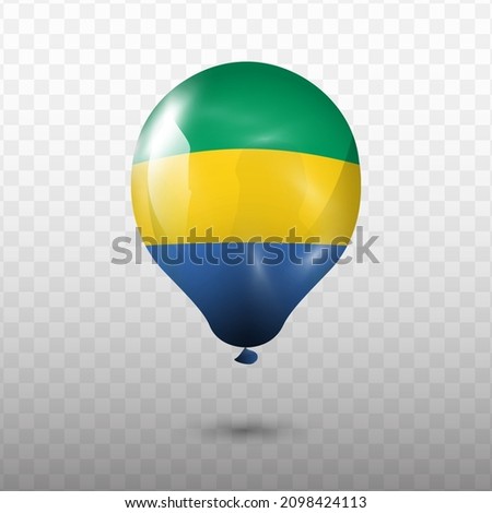 Balloon Flag of Gabon with transparent background (PNG), Vector Illustration.